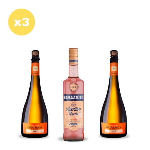 Pack Rammazotti Rosato Vino + Espumante Undurraga Brut x2