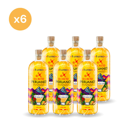 Pack x6 Pisco Mango Secreto Peruano 1 lt