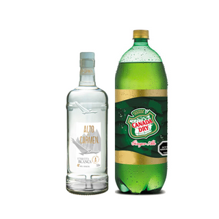 Promo Pisco Alto del Carmen Etiqueta Blanca 40° 750 ml + Bebida 3 Lts Variedades