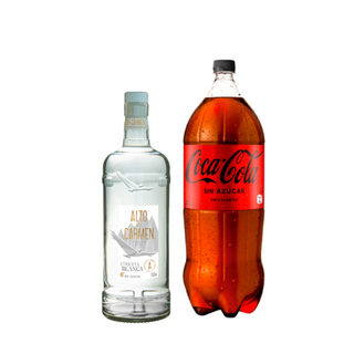 Promo Pisco Alto del Carmen Etiqueta Blanca 40° 750 ml + Bebida 3 Lts Variedades