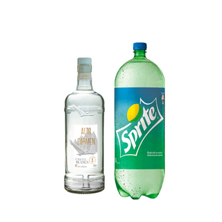 Promo Pisco Alto del Carmen Etiqueta Blanca 40° 750 ml + Bebida 3 Lts Variedades