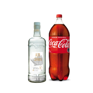 Promo Pisco Alto del Carmen Etiqueta Blanca 40° 750 ml + Bebida 3 Lts Variedades