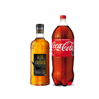 Promo Pisco Alto del Carmen Etiqueta Negra 40° 750 ml + Bebida 3 Lts Variedades