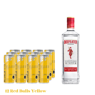 Promo Gin Beefeater London Dry 750 cc 40° + Pack 12 Red Bull Yellow Edition