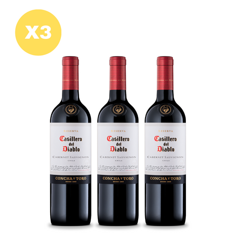 Pack x3 Vino Cabernet Sauvignon Casillero Del Diablo Reserva 750cc