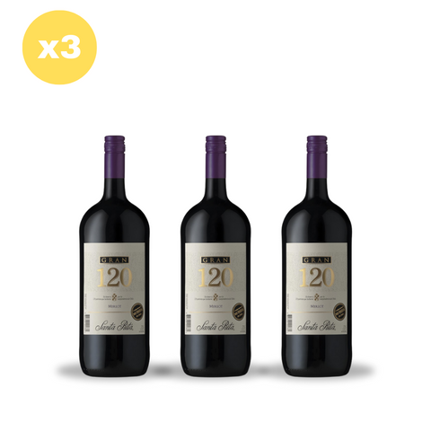 Pack x3 Vino Tinto 120 Santa Rita Botellon Merlot 1,5 lt 12°