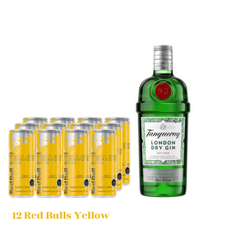 Promo Gin Tanqueray London Dry 700cc + Pack 12 Red Bull Yellow Edition