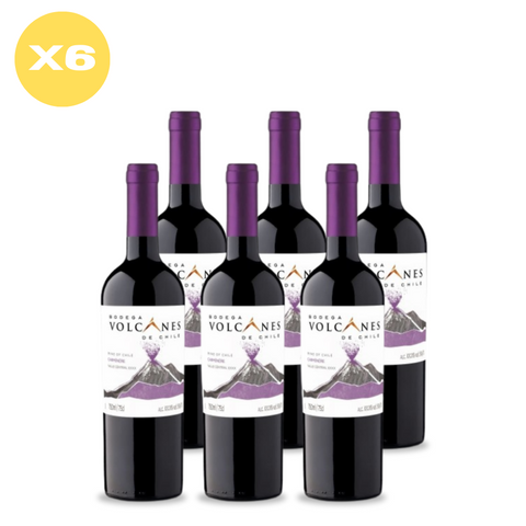 Pack x6 Vino Volcanes de Chile Varietal Carmene 750cc