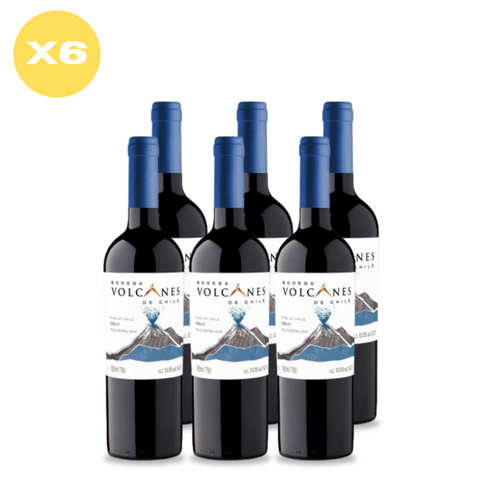 Pack x6 Vino Volcanes de Chile Varietal Merlot 750cc