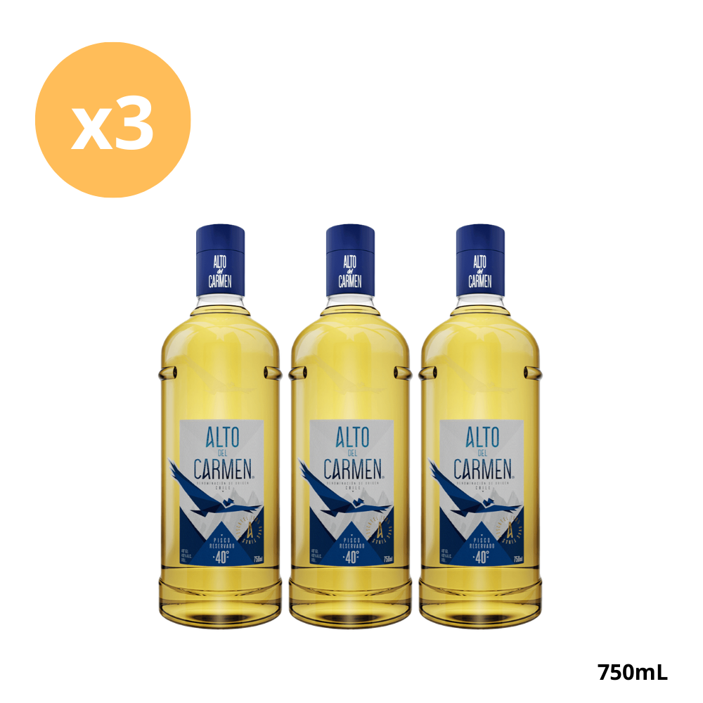 Pack Pisco Alto del Carmen Etiqueta Azul 750 ml 40° x3