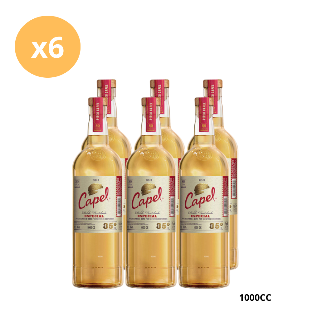 Pack x6 Pisco Capel 35º 1LT