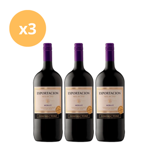 Pack x3 Vino Exportación Selecto Merlot 1.5 L