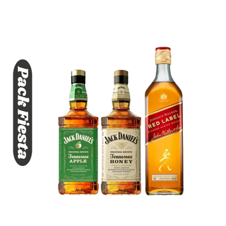 Pack Fiesta Whisky Johnnie Walker Red Label + Whisky Jack Daniels Apple + Whisky Jack Daniels Honey