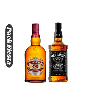 Pack Fiesta. 2 Whisky Chivas Regal 750ml + 2 Whisky Jack Daniels Tennessee 40° 750ml
