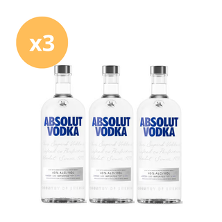 Pack x3 Vodka Absolut 750 ml 40°