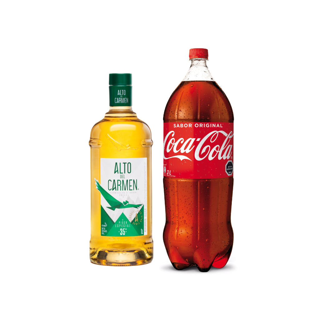 Promo Pisco Alto del Carmen 35° 1.000cc + Bebida 3 Lts Variedades