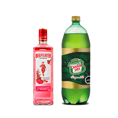 Promo Gin Beefeater Pink Strawberry 750 cc 37.5° + Bebida 3Lts