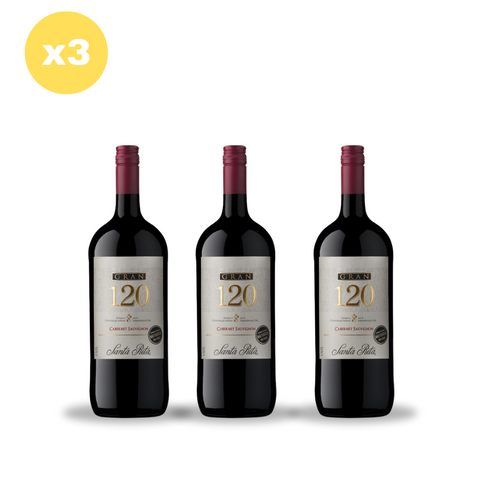 Pack x3 Vino Tinto 120 Santa Rita Botellon Cabernet Sauvignon 1,5 lt 12°