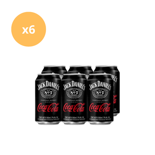 Pack x6 Cóctel Whisky Jack Daniels y coca cola lata 350 ml